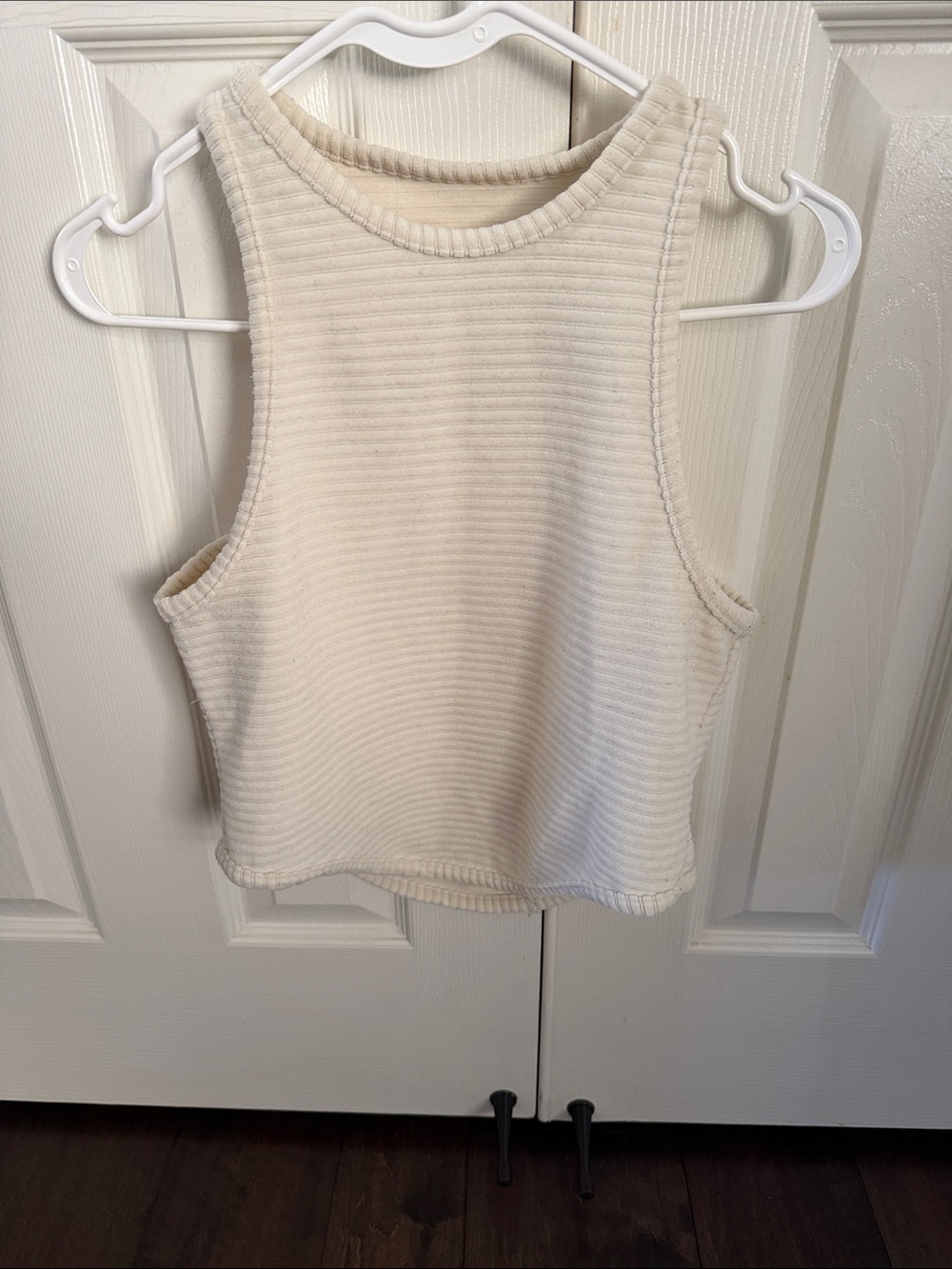 Dylanlex Ribbed velvet Cream Crop Tank Top